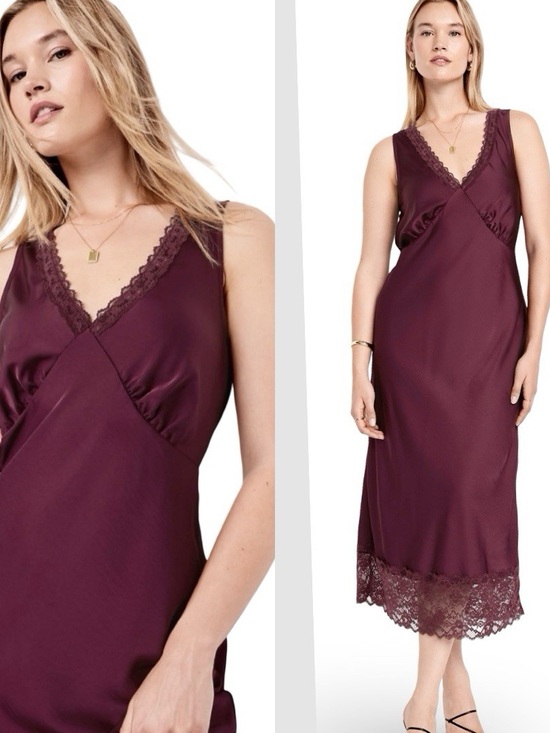Old Navy Dresses & Skirts - OLD NAVY• lace trim satin midi dress